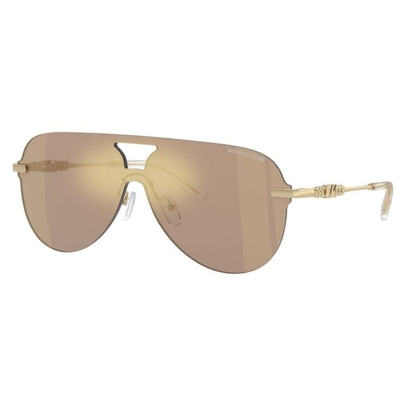 New MICHAEL KORS Cyprus Gold Rimless Shield MK1149 1014/5A Sunglasses Women - Picture 1 of 6